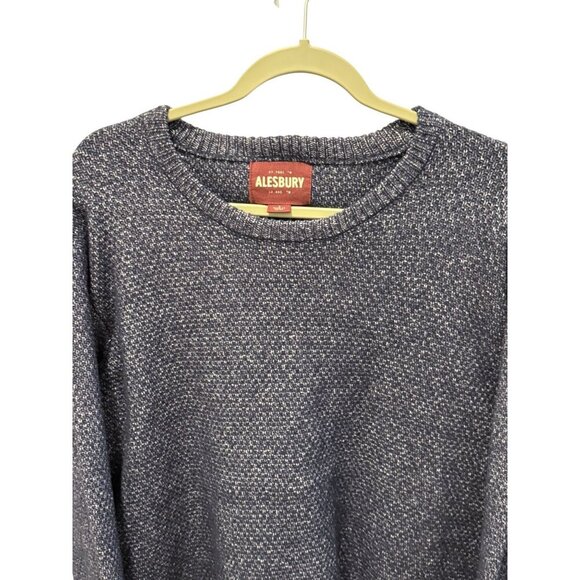Alesbury Navy Blue Knit Sweater Mens Crewneck Long Sleeve Casual Cotton large - Picture 3 of 6